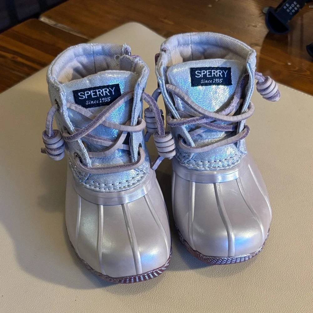 Sperry Kids Shimmering Silver Boots